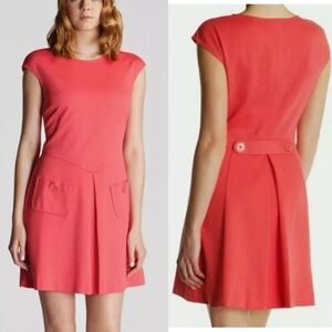 Ted Baker Harmia Coral Pocket Button Fit and Flare Mini Dress - 2 / US 4